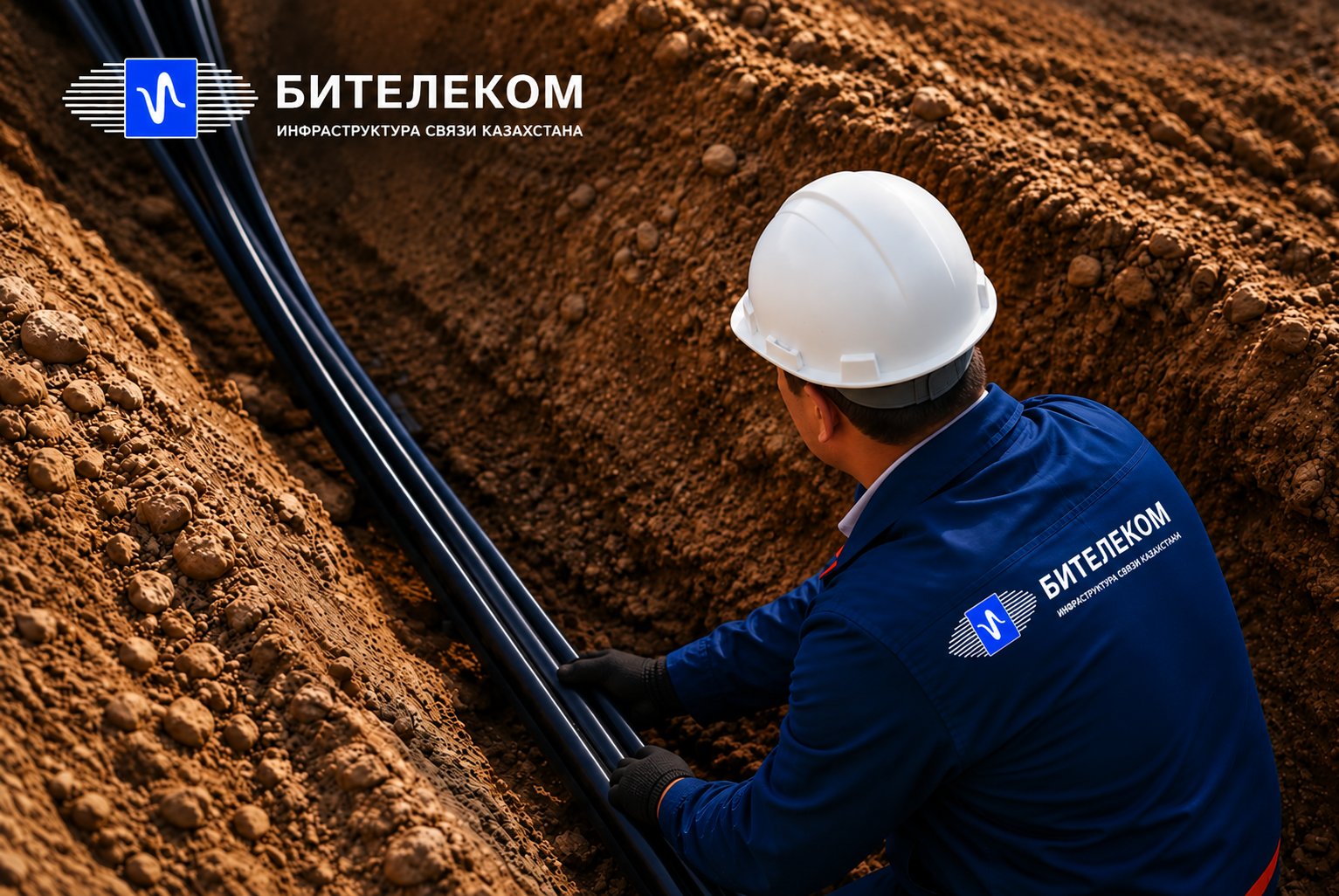 Специалист Buitelecom прокладывает подземный кабель